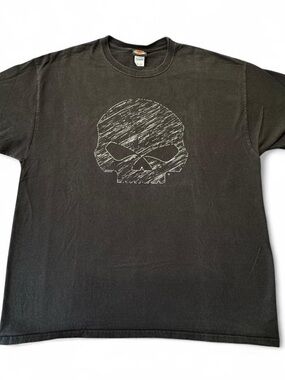 Harley-Davidson Black Short-Sleeve Tee with Sketch Skull McGuires COCO BK8